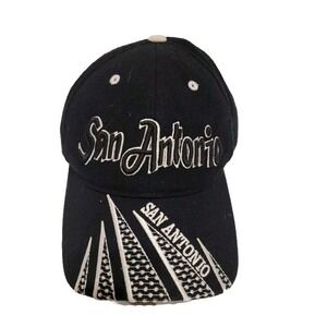 San Antonio Baseball Cap Black White Hook and Loop Closure Made in Vietnam